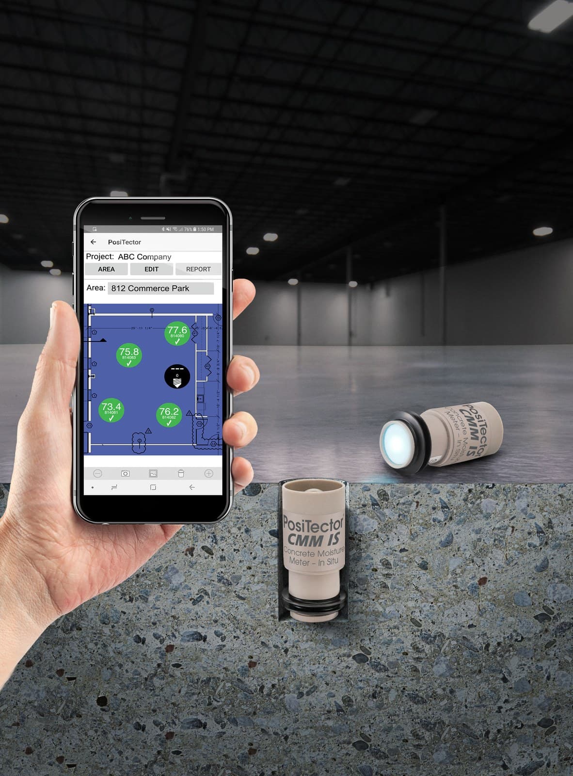 PosiTector CMM IS In Situ Concrete Moisture (RH) Meter